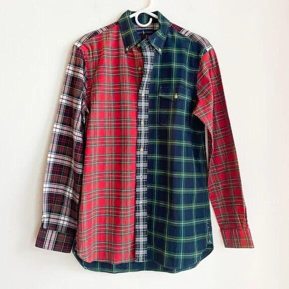 NEW Ralph Lauren Patchwork Plaid Button Down CAsual Shirt S - Picture 1 of 6